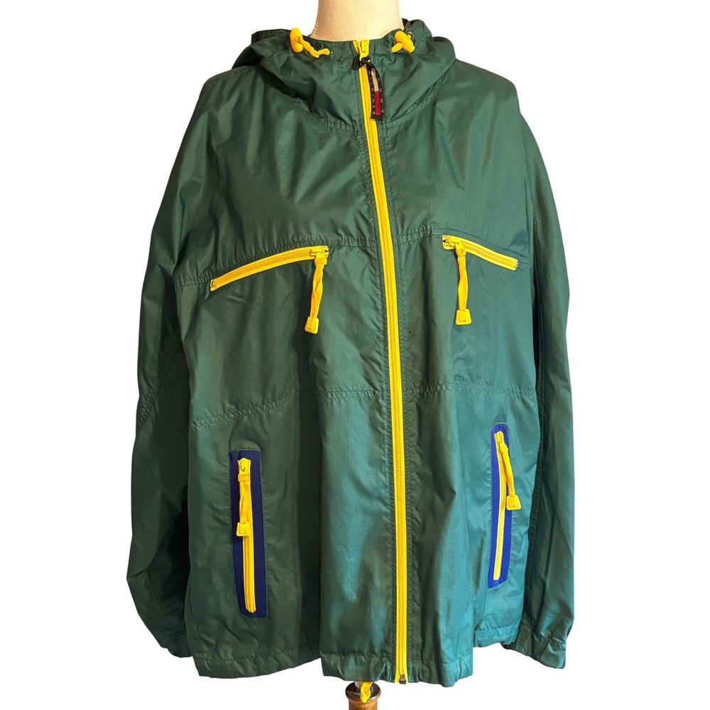 Vintage Tommy Hilfiger Windbreaker Jacket L Colorblock Hooded 90s Colorblock